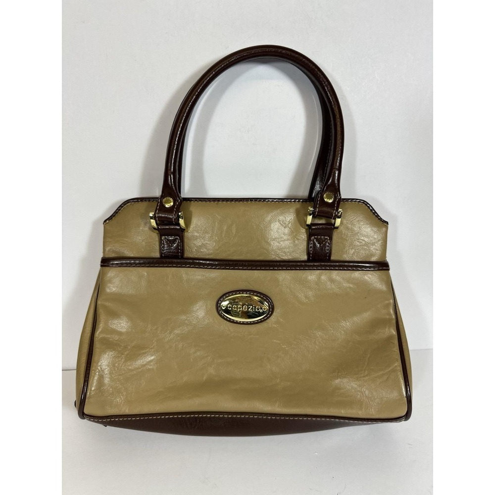 Capezio British Tan Brown Handbag Vtg 80s Faux Leather Purse